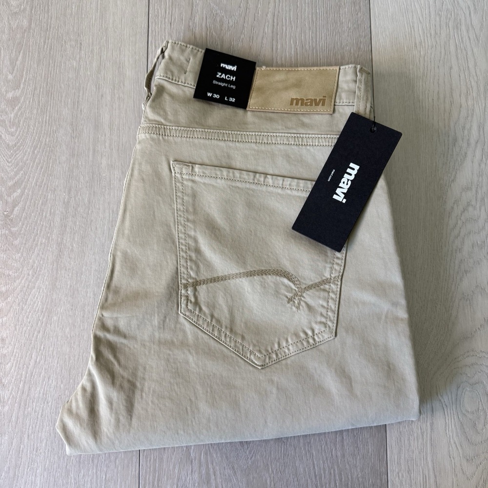 Mavi Zach Straight Leg Pants Mens 30x32 Tan Khaki Cotton Blend Stretch NEW